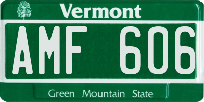 VT license plate AMF606