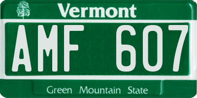 VT license plate AMF607