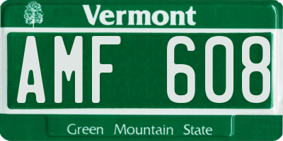 VT license plate AMF608