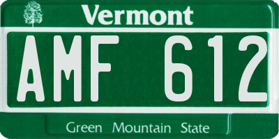 VT license plate AMF612