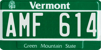 VT license plate AMF614