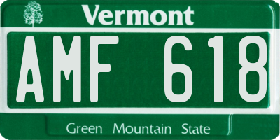 VT license plate AMF618