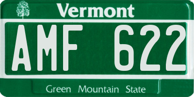 VT license plate AMF622