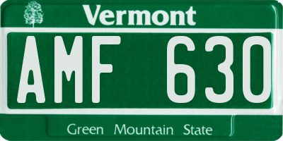 VT license plate AMF630