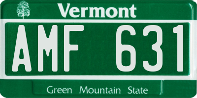 VT license plate AMF631