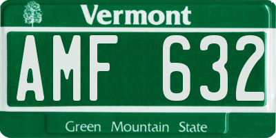 VT license plate AMF632