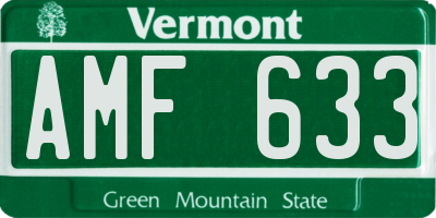 VT license plate AMF633