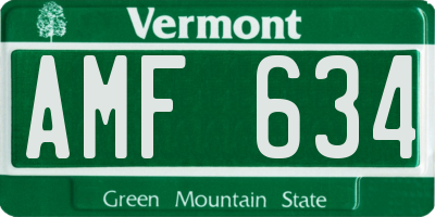 VT license plate AMF634