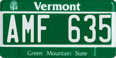 VT license plate AMF635