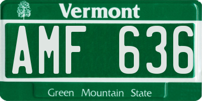 VT license plate AMF636