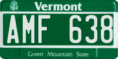VT license plate AMF638