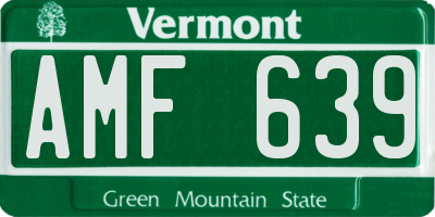 VT license plate AMF639
