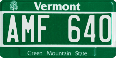 VT license plate AMF640