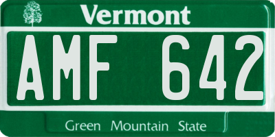VT license plate AMF642