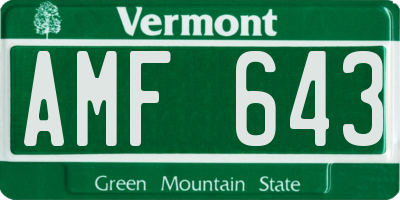 VT license plate AMF643