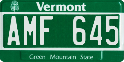 VT license plate AMF645