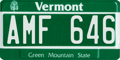 VT license plate AMF646