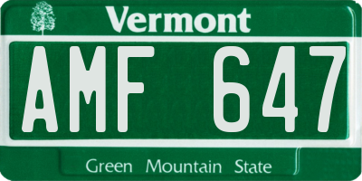 VT license plate AMF647