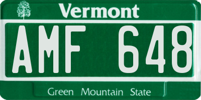 VT license plate AMF648