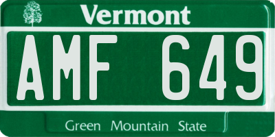 VT license plate AMF649