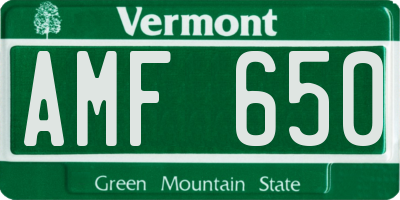 VT license plate AMF650