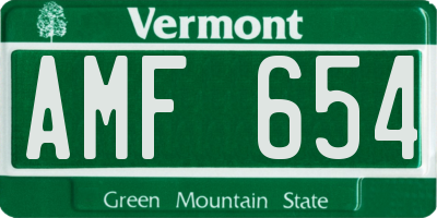 VT license plate AMF654