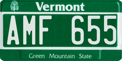 VT license plate AMF655