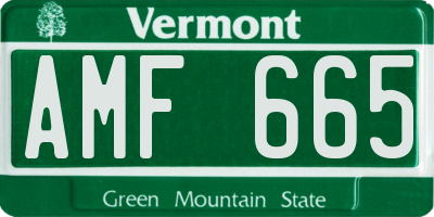 VT license plate AMF665