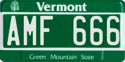 VT license plate AMF666