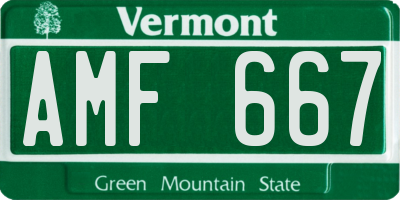 VT license plate AMF667