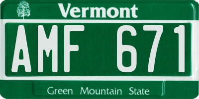 VT license plate AMF671