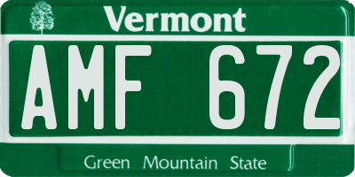 VT license plate AMF672