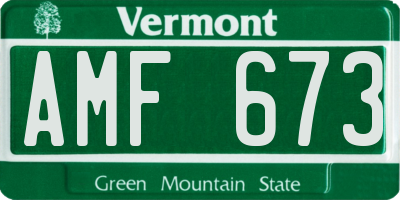VT license plate AMF673
