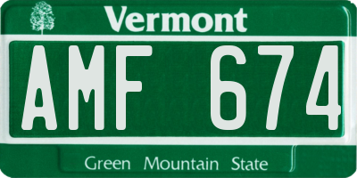VT license plate AMF674