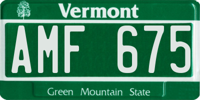 VT license plate AMF675