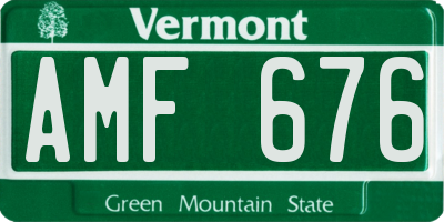 VT license plate AMF676