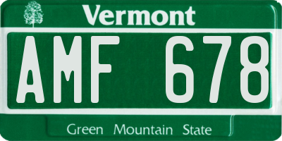 VT license plate AMF678