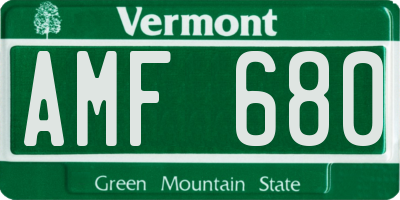 VT license plate AMF680