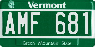VT license plate AMF681