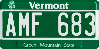 VT license plate AMF683