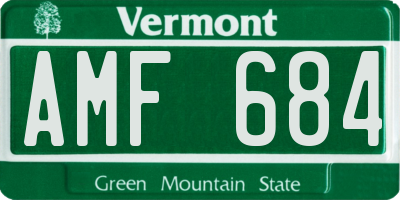 VT license plate AMF684