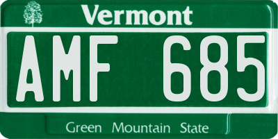 VT license plate AMF685