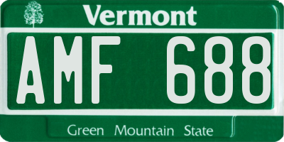 VT license plate AMF688