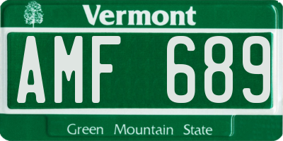 VT license plate AMF689