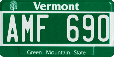 VT license plate AMF690