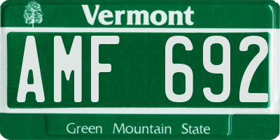 VT license plate AMF692