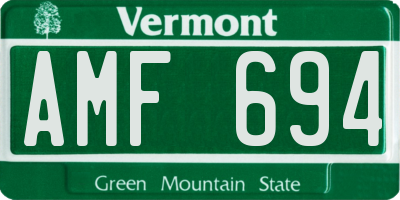 VT license plate AMF694