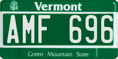 VT license plate AMF696