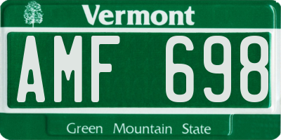 VT license plate AMF698