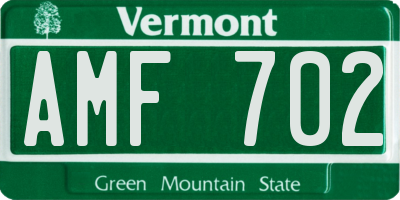 VT license plate AMF702
